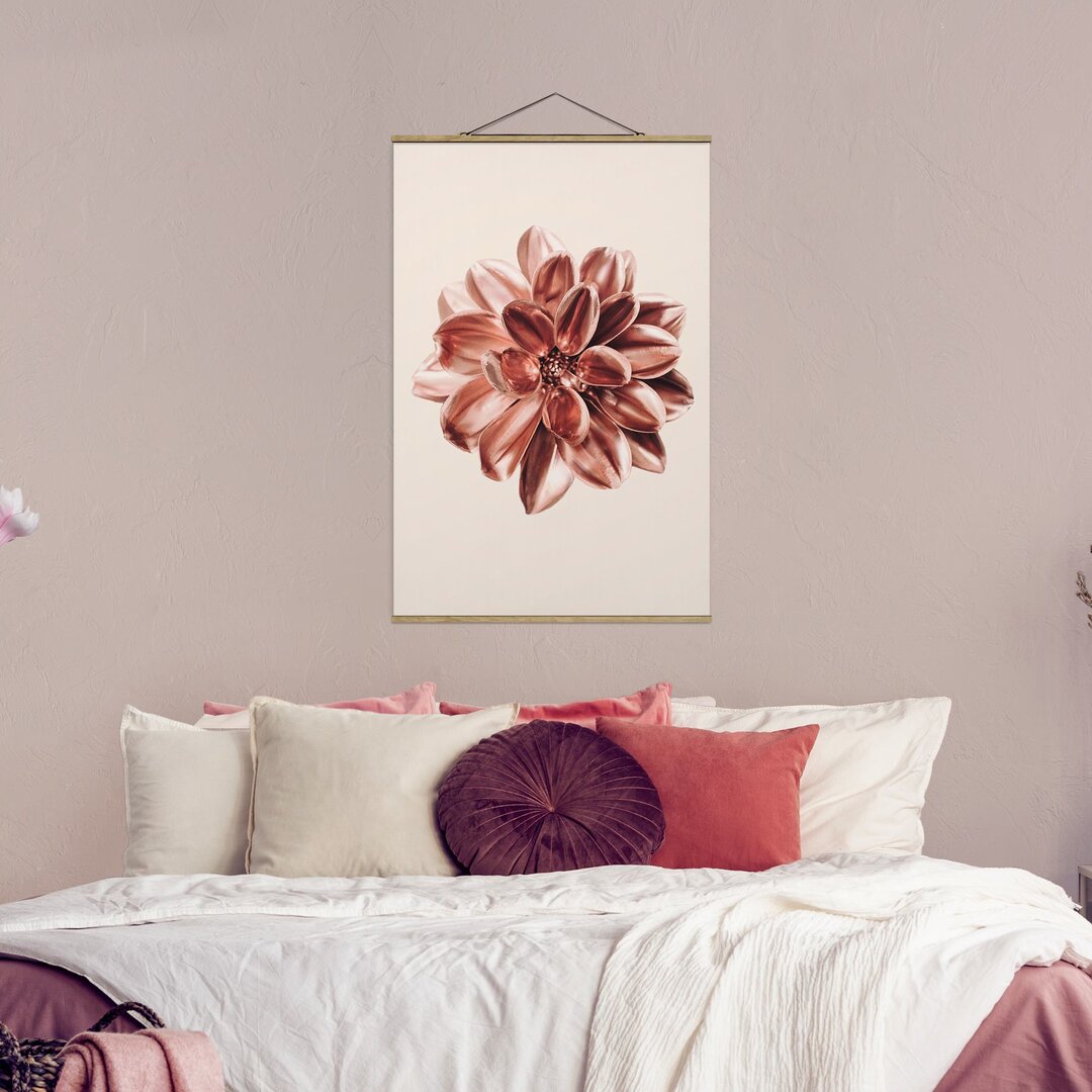 Stoffbild Dahlia Rosegold Metallic Pink