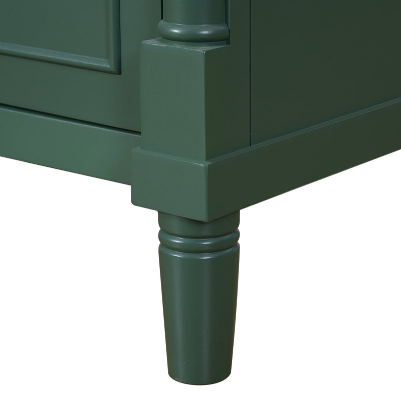 Meuble-lavabo compact avec lavabo en céramique intégré - Armoire de rangement avec tablette réglable, Vert