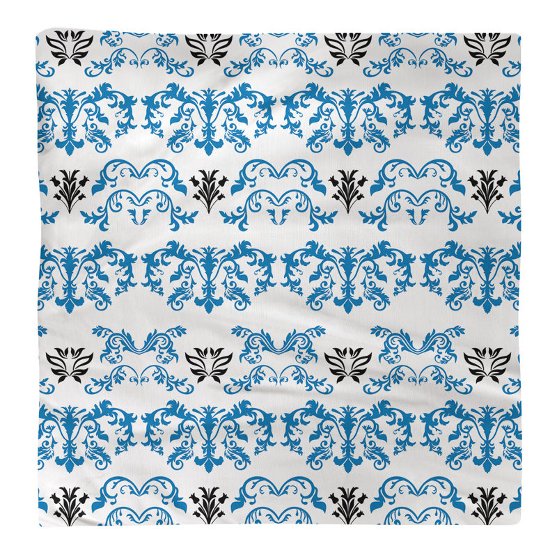 Damask Square Napkin, Honolulu Blue/White/Black, Polyester, 10" W x 10" L