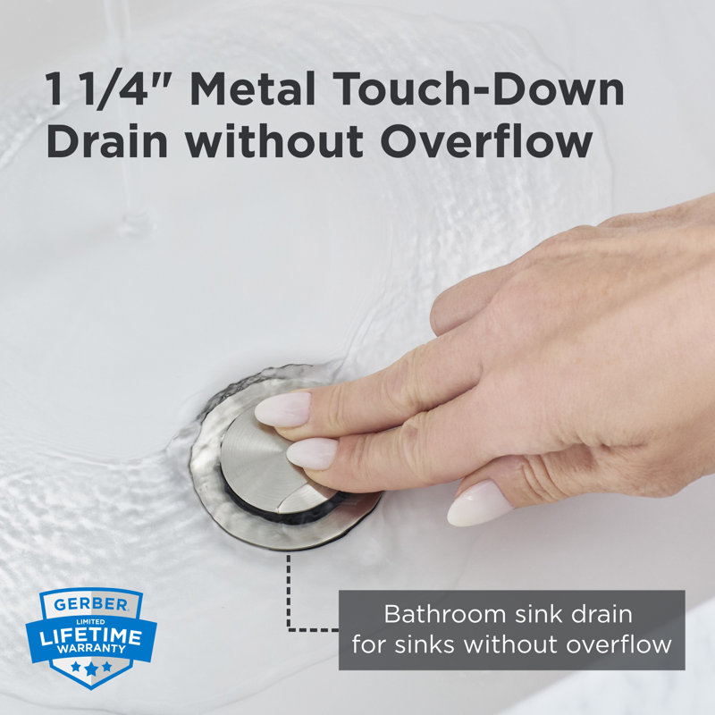 1-1/4 in. Touch-Down Bathroom Sink Drain without Overflow, Brushed Nickel
