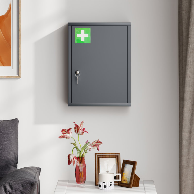 kleankin Locking Medicine Cabinet, First Aid Cabinet with Storage Shelves