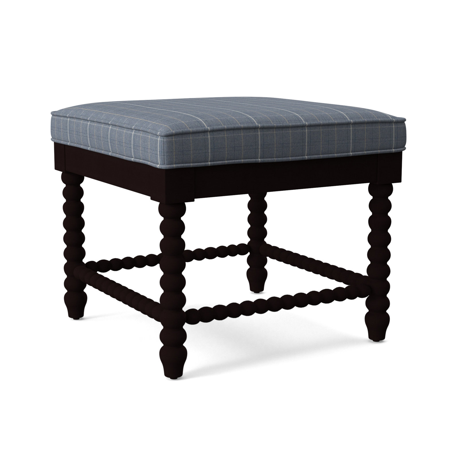 Louisa Bench, Lapis Plaid, Java Finish
