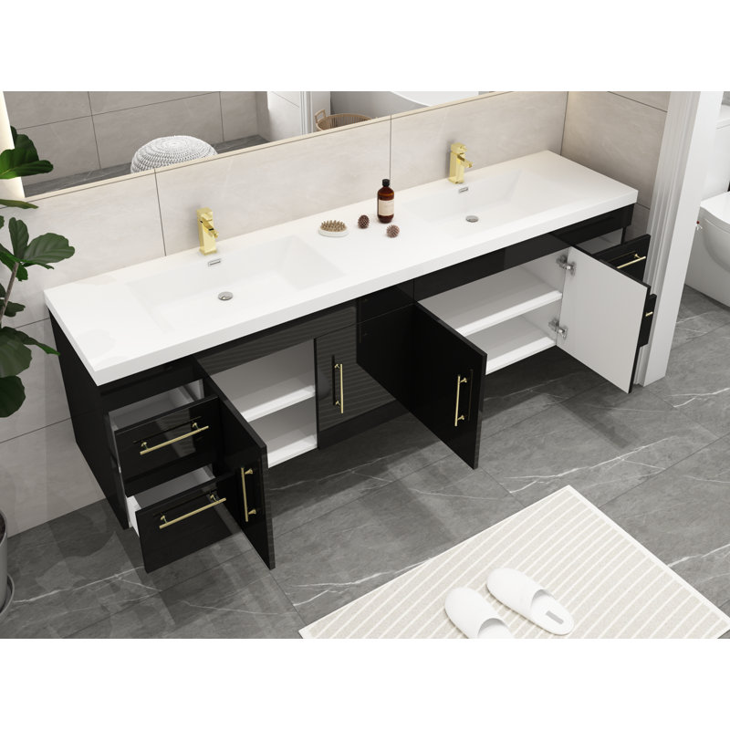 Ensemble de meuble-lavabo double 83 po Romer, Noir, Or