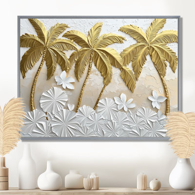 Décoration murale Coleeta Golden Cream Plams Reunion III - palmiers et palmiers