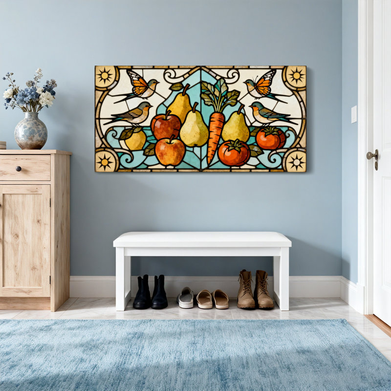 Motif de mode, oiseaux, papillons et tournesols, H 24 po x l 48 po