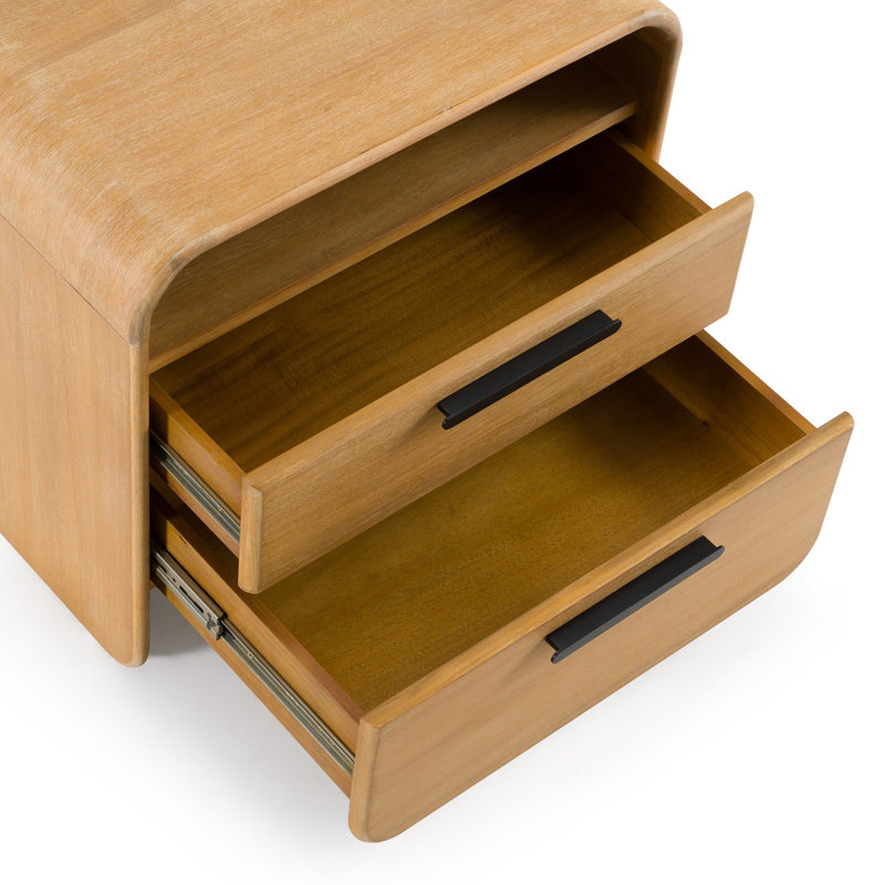 Hultgren - Modern Natural Acacia 2-drawer Nightstand