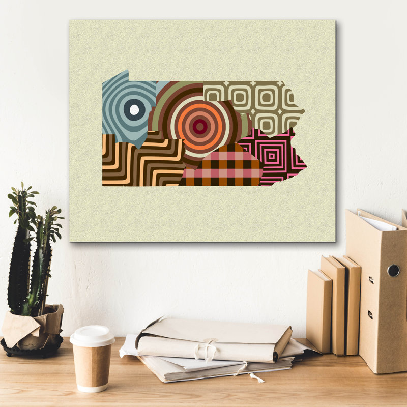 Wrought Studio 'Pennsylvania State Map' by Lanre Adefioye, Canvas Wall Art, 24"x20", 20" H x 24" W x 0.75" D