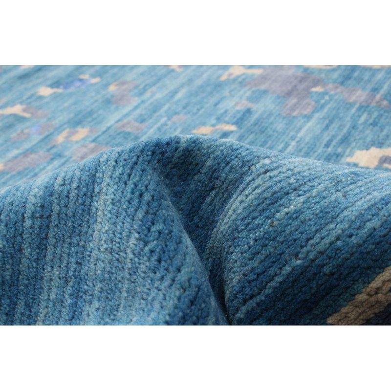 Tapis unique bleu 9 pi 1 po x 11 pi 7 po Lilou