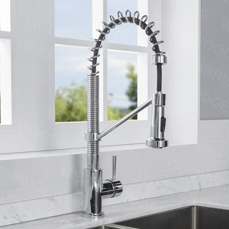 Robinet de cuisine à poignée simple pull down, Chrome