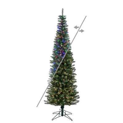 Arbre de Noël artificiel pré-éclairé en forme de pin givré avec 800 lumières DEL coaxiales à basse tension 8 mm à changement de couleur 3 mm