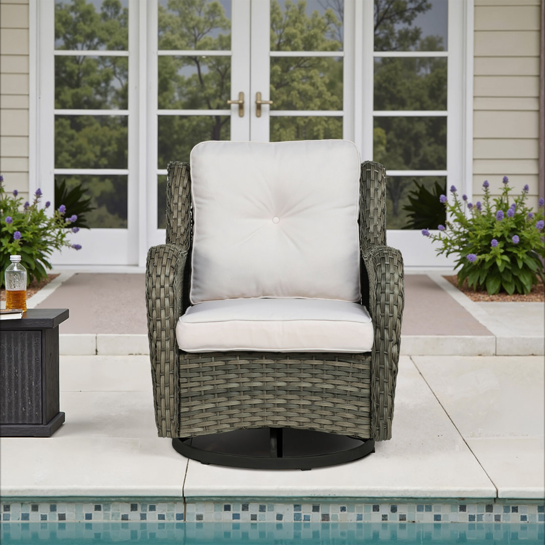 Mapleview Swivel Wicker Outdoor Patio Chair Lounge Chair With Cushions Winston Porter Cushion 