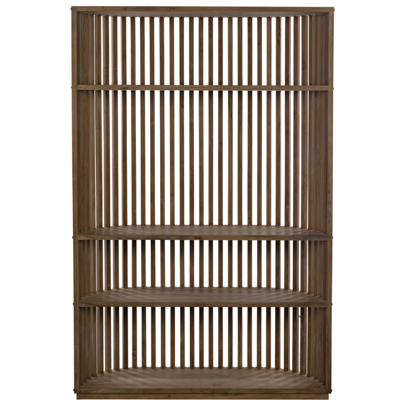 Opal Curved Teak Bookcase with Round Metal Accents