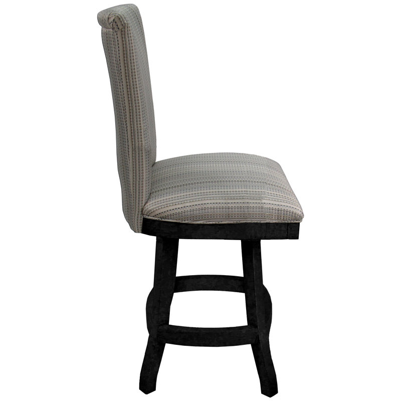 Irminger Swivel Upholstered Counter Stool with Solid Wood Frame, Black, 26"