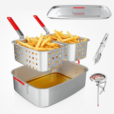 Friteuse au propane 8 pte avec panier, pince, couvercle, thermomètre