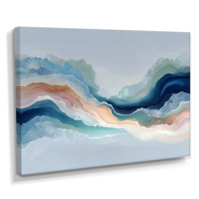 «White Blue River Fragments», art sur toile à encre liquide, art abstrait doré