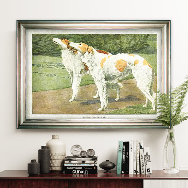 « canined assiette v », impression, Cadre argenté, H 31 po x l 43 po x P 1,5 po, Blanc mat