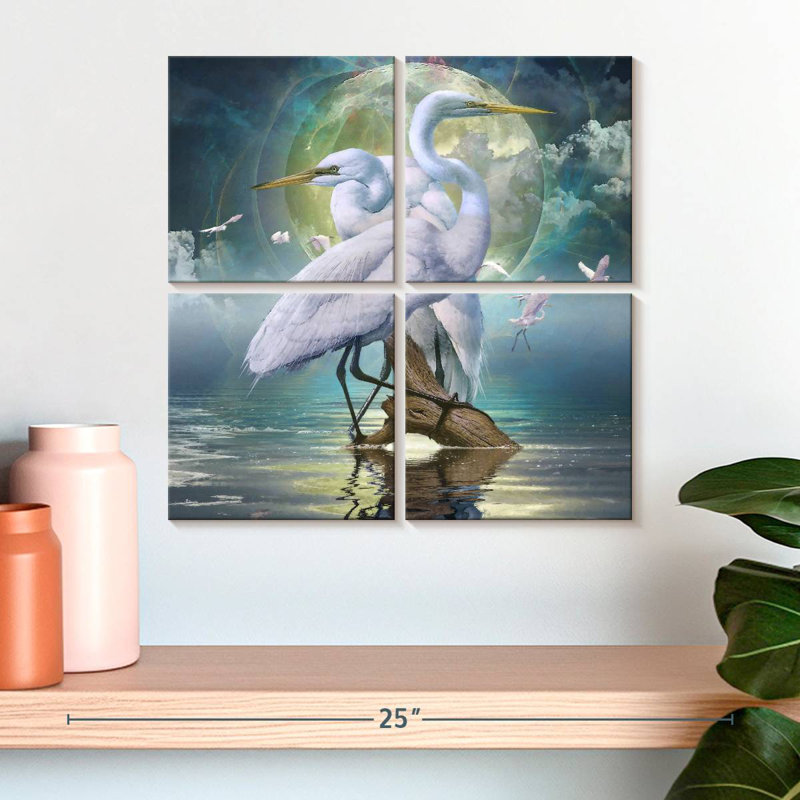 Brampt Celestial Egrets I, 18" H x 18" W