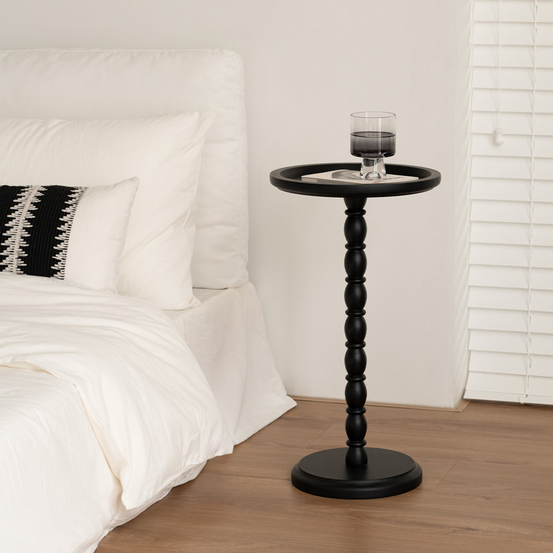 Table d'appoint à piédestal 11,8 po, Noir