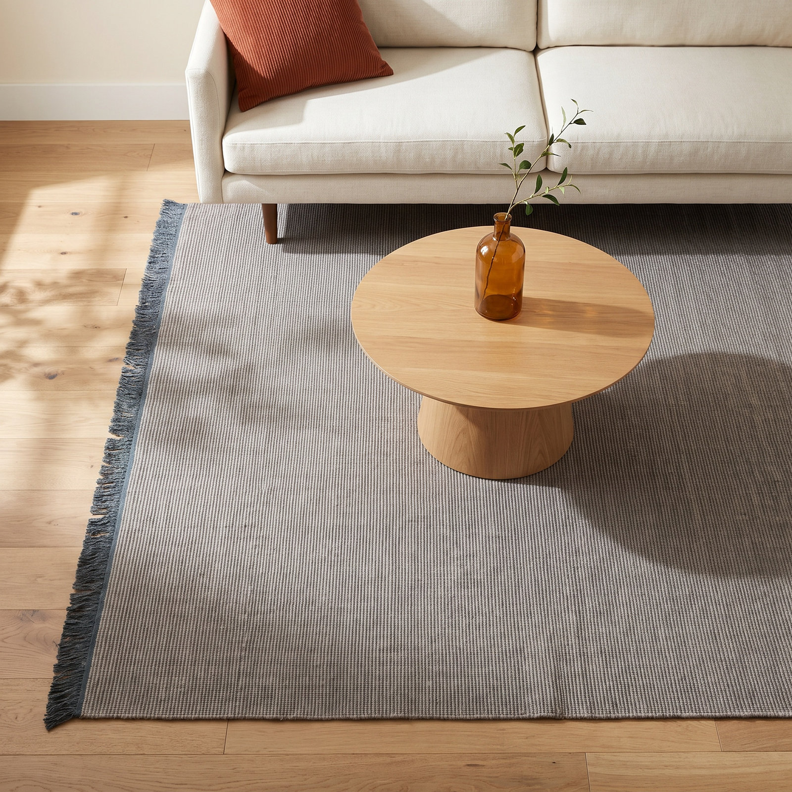 Asla Light Gray Dark Gray Hand-Woven Outdoor Rug, Rectangle 6' x 9'