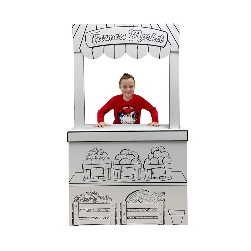 58'' Black and White Cardboard Farmers Market Stand