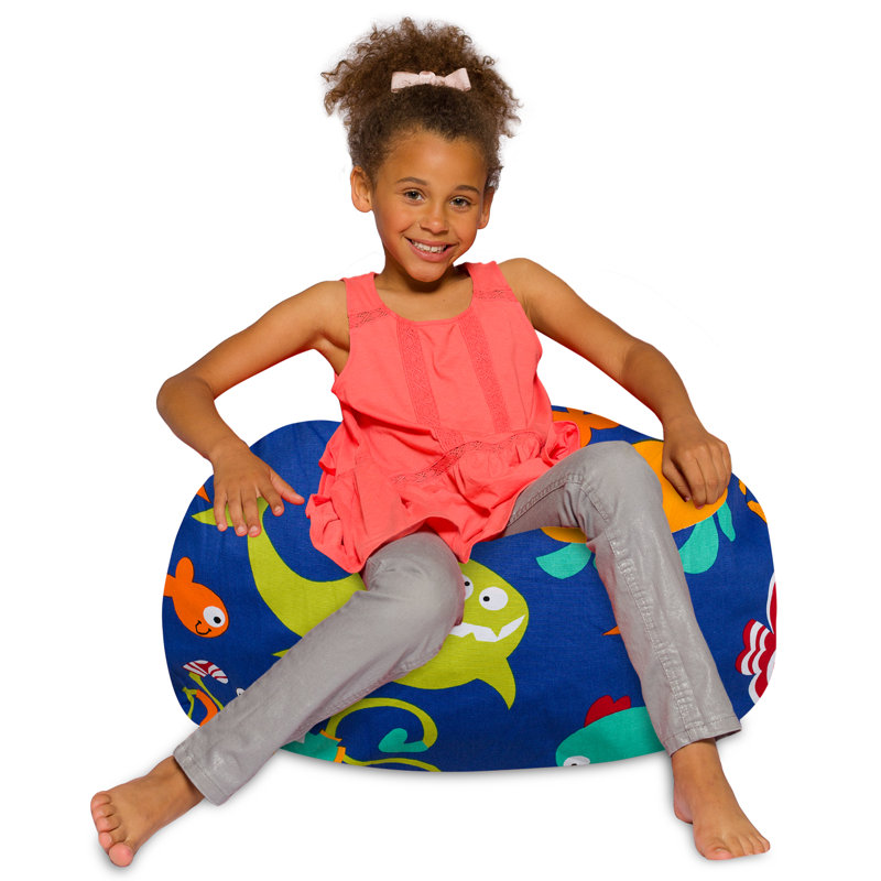 Outdoor Friendly Classic Bean Bag, X-Large-48in, Canvas Sea Creatures on Blue