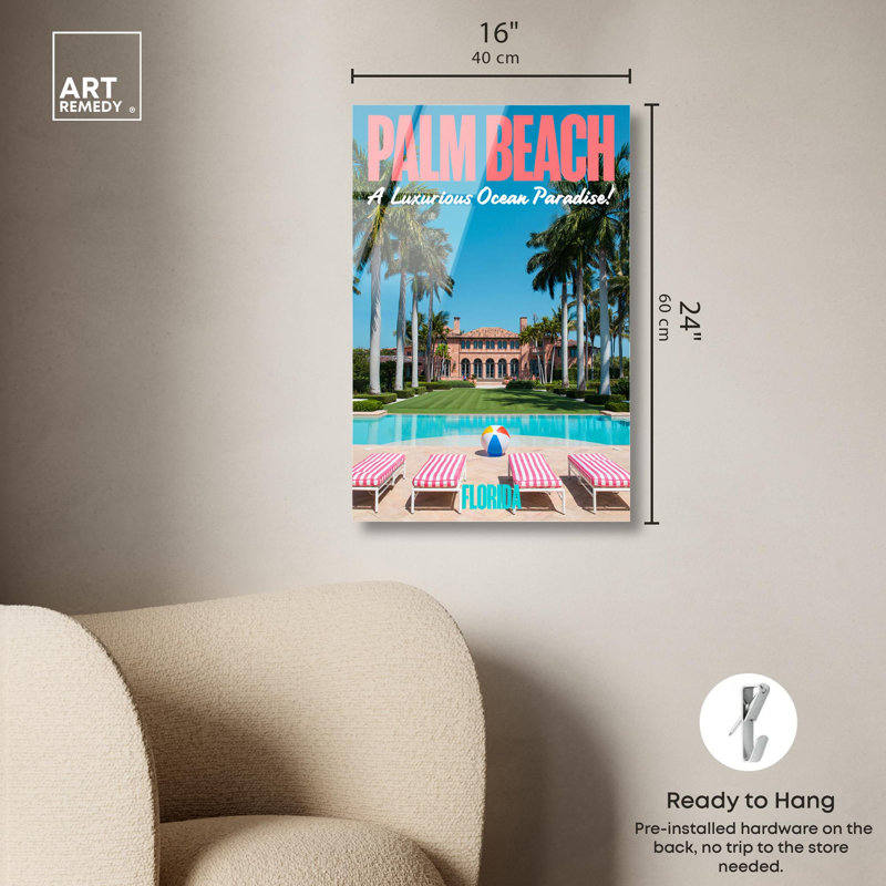 Palm Beach Paradise, reproduction acrylique, photographie côtière par Art Remedy, H 24 po x l 16 po