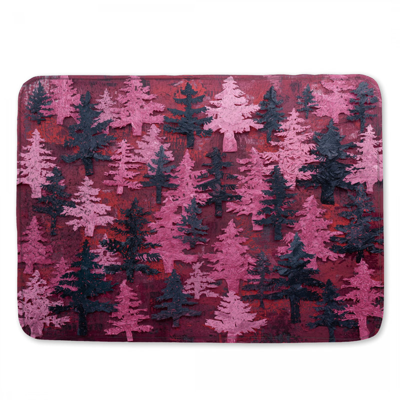 Tapis de bain Pink Forest Collage, L 24 po x L 17 po
