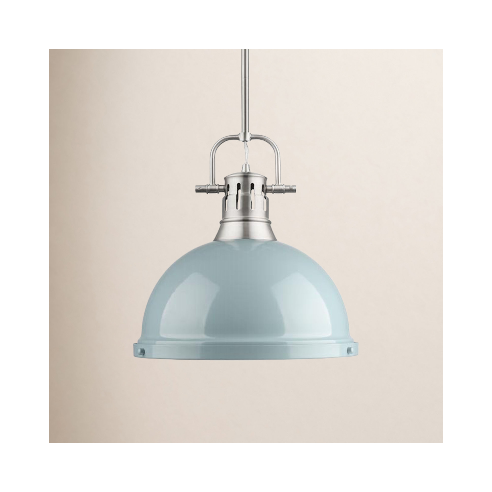 Calico Single Light Steel Dimmable Pendant, Pewter, Seafoam
