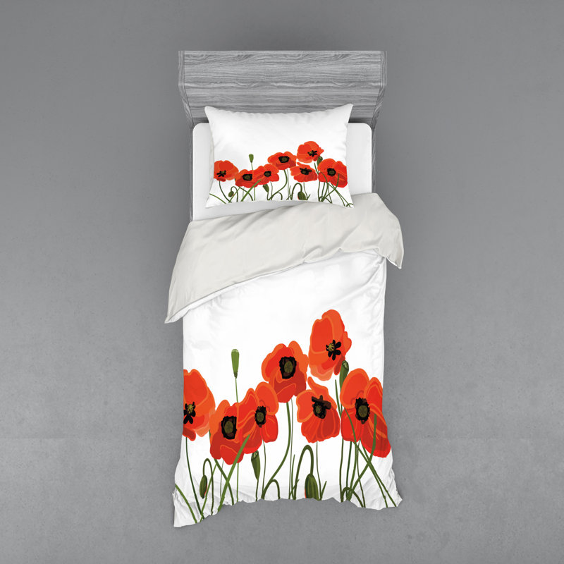 Farmhouse / Country Floral Duvet Cover, Twin Duvet Cover + 2 Additional Pieces