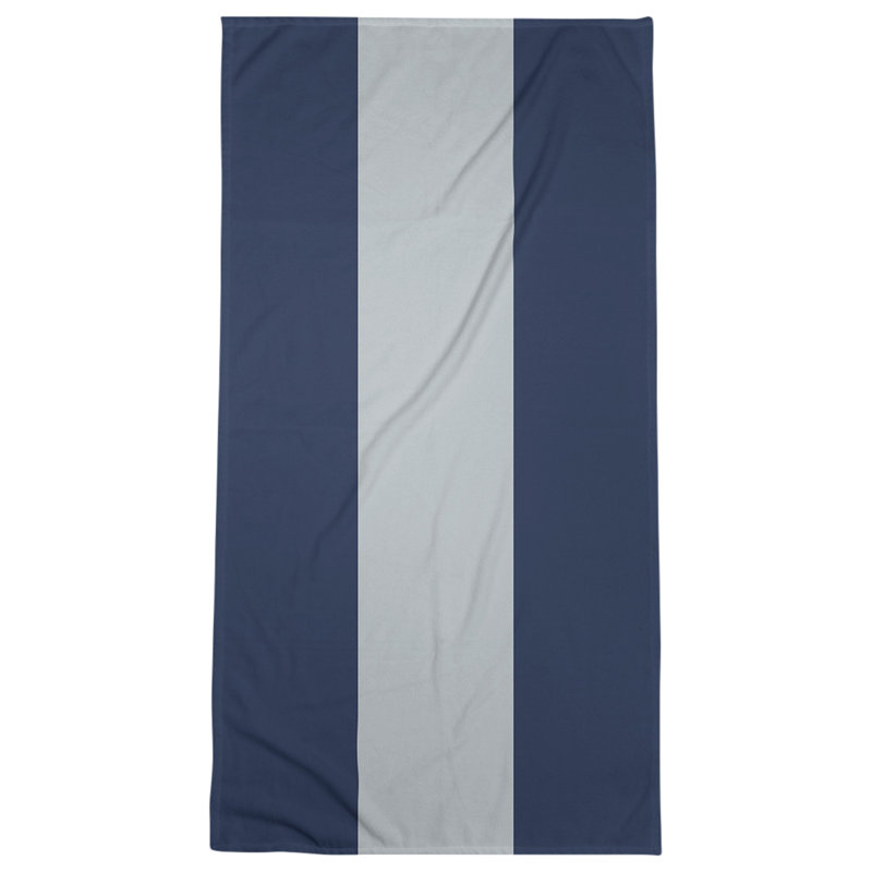 Bath Towel, Midnight Navy Blue/Gray/Midnight Navy Blue, Microfiber