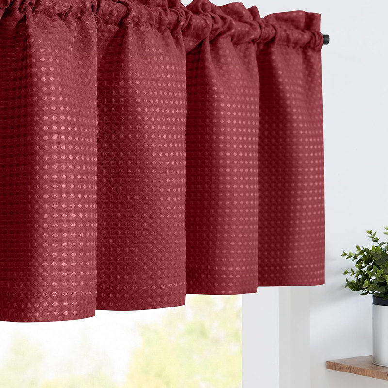 Cantonnière en lin tissé gaufré, Rouge
