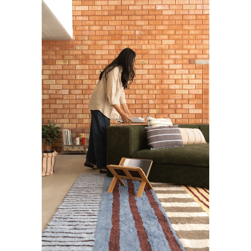 Color ON Handmade Cotton Striped Area Rug, Rectangle 4'7" x 6'7"