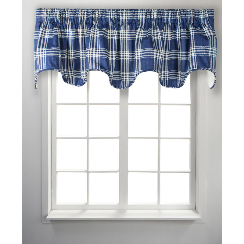 Cantonnière festonnée en coton Helgeson, bleu