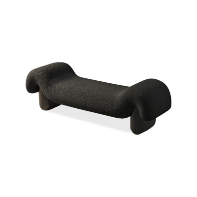 Modern Black Solid Wood Upholstered Bench