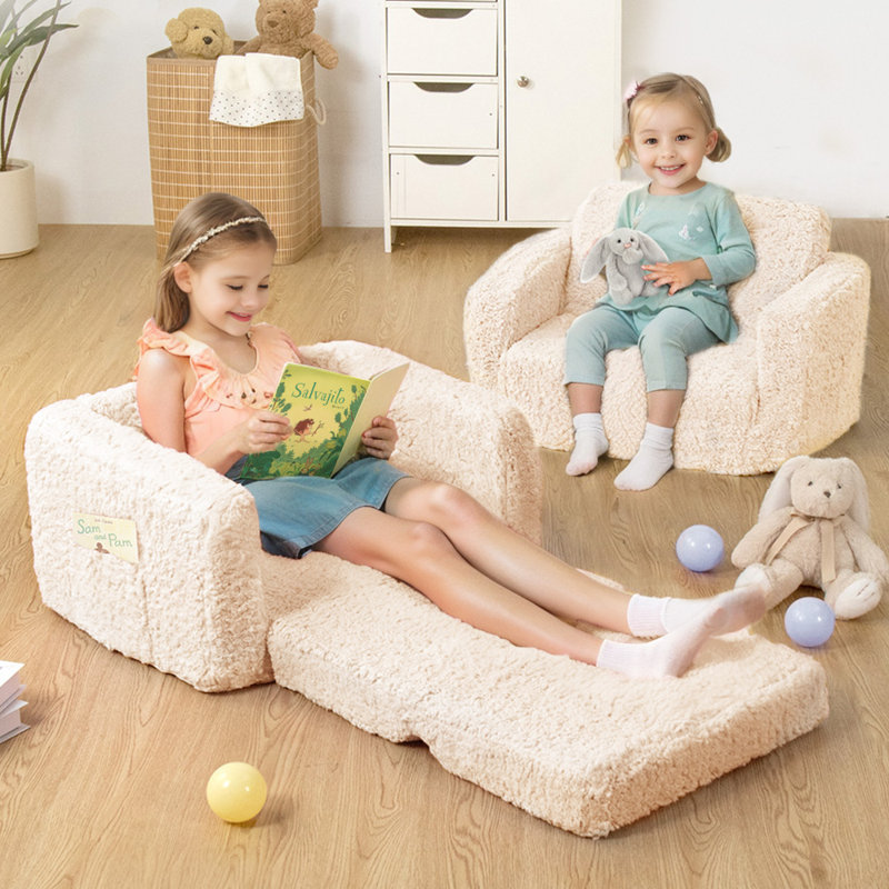 Canapé pour enfants, chaises-lits pour tout-petits, canapé pliant pour enfants, Crème, crème