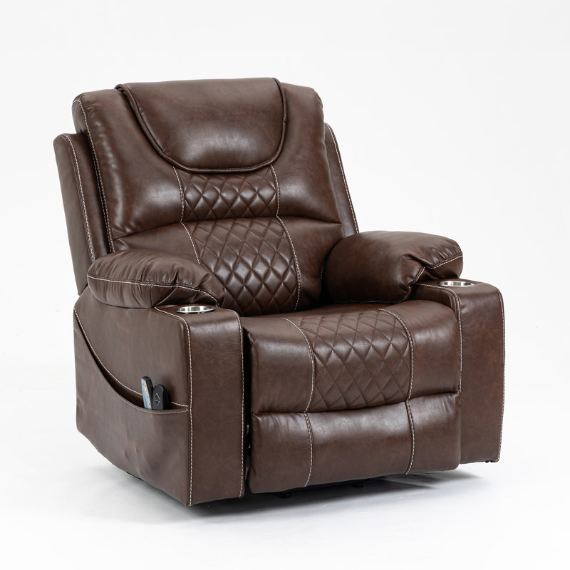 38.2'' Wide Oversized Power Lift Recliner Chair With Heat and Massage, Dark Brown