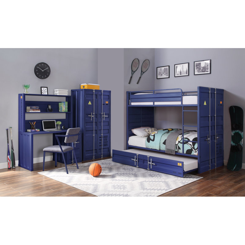 Ensemble de bureau d'écriture avec huche et chaise Parke, Bleu