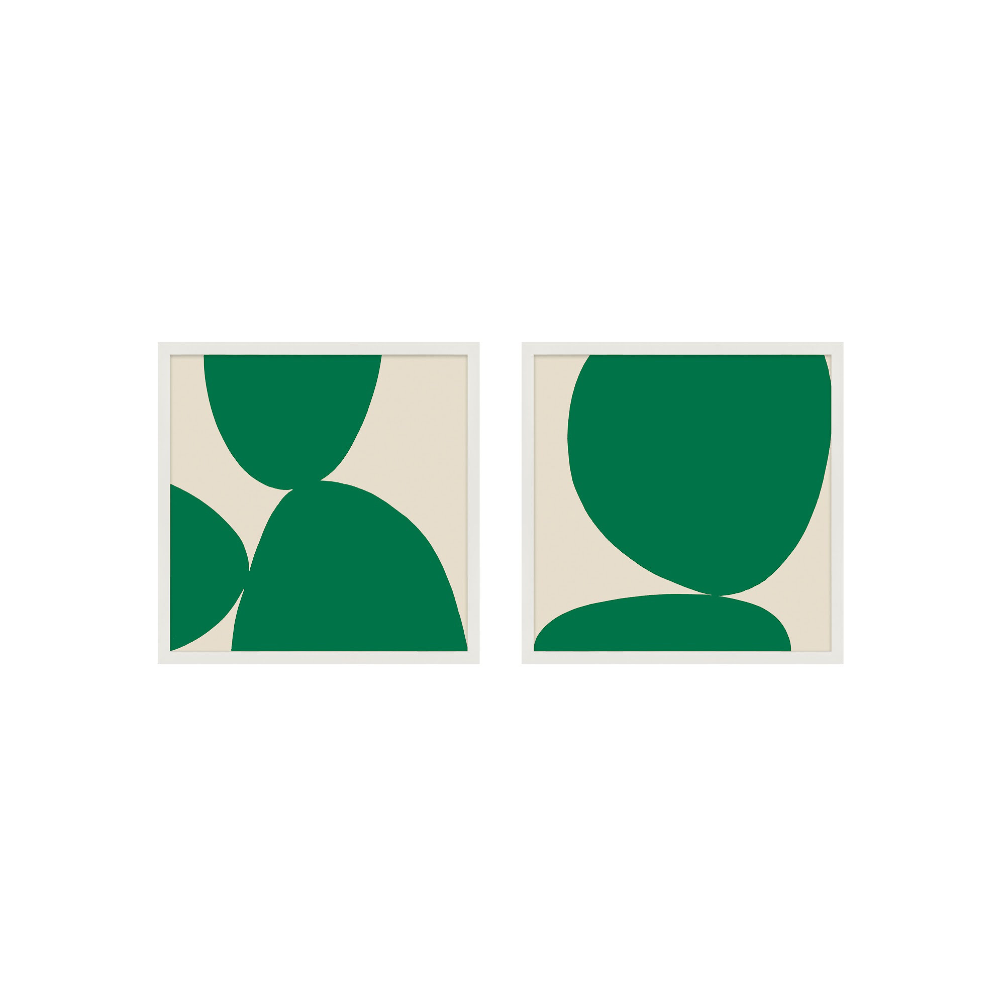 Green Ink. Set Of 2 by Lee Lessem, 24" H x 24" W x 1.25" D, White Framed
