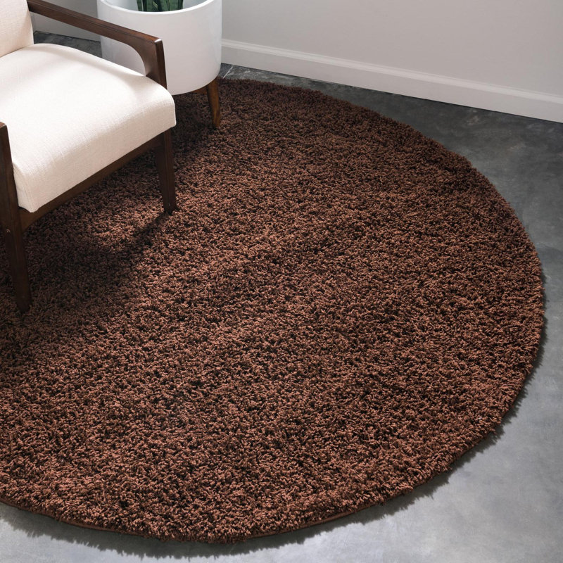 Tapis brun chocolat Caputto, Rond 5 pi 3 po