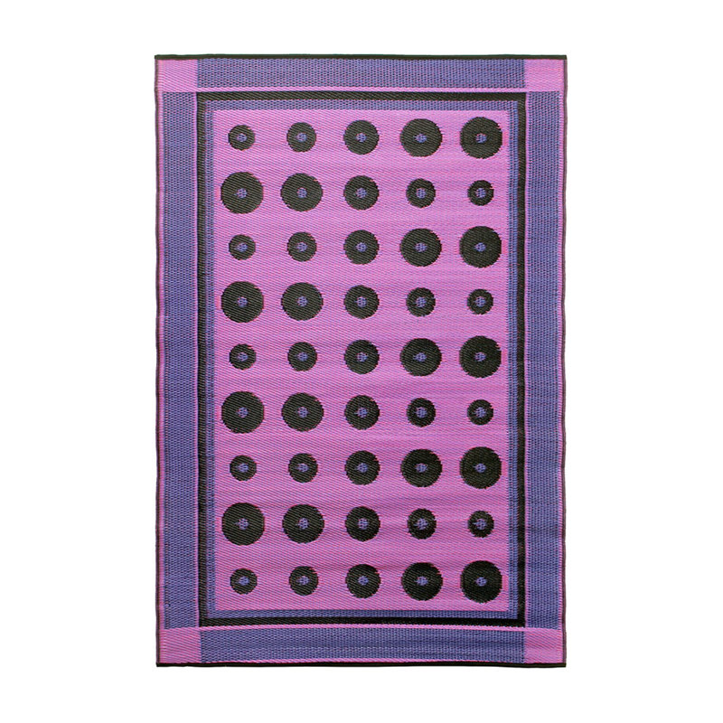 Berry and Black Rectangular Synthetic Reversible 4' x 6' Area Rug