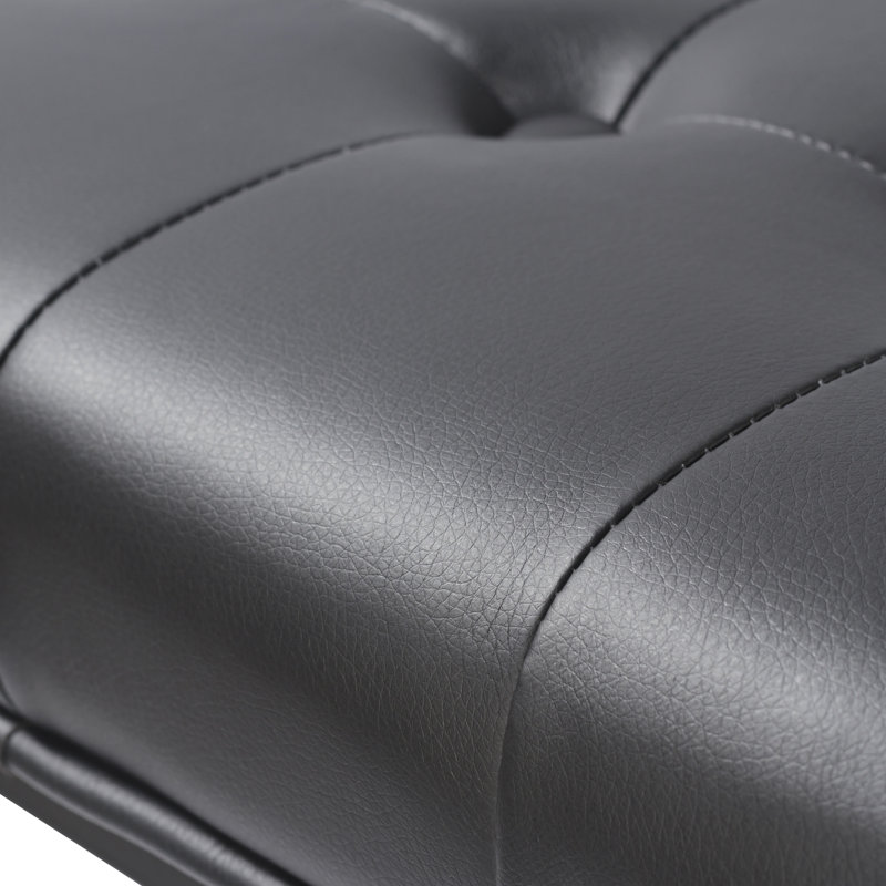 Beraun Faux Leather Bench with Metal Legs, Black
