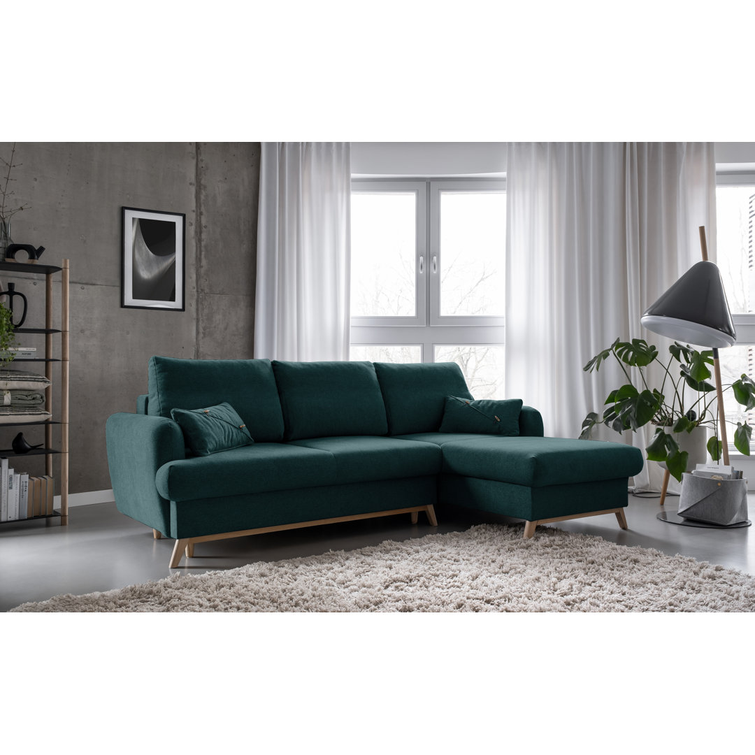 Ecksofa Lagom aus Samt mit Bettfunktion