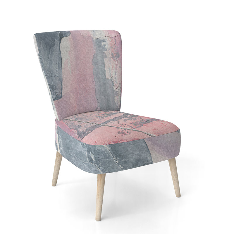Upholstered Floral Side Chair - Modern floral Accent Chair, Abstract Pink Polyester Blend 6