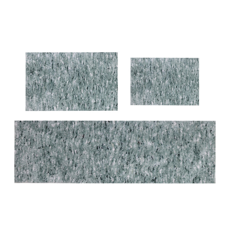 Cloud Comfort 100% Polyester Microfiber Bath Rug Set, Non Slip & Thick Plush Rugs for Shower-3Pc Set, Green