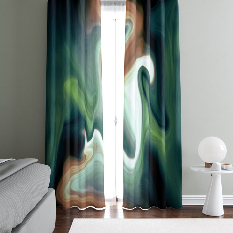 Panneaux de rideaux semi-transparents Abstract Abstract, L 40 po x L 52 po, Vert / brun