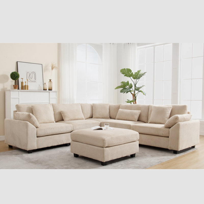 Canapé modulaire Nicolia, Tissu beige Nicolia