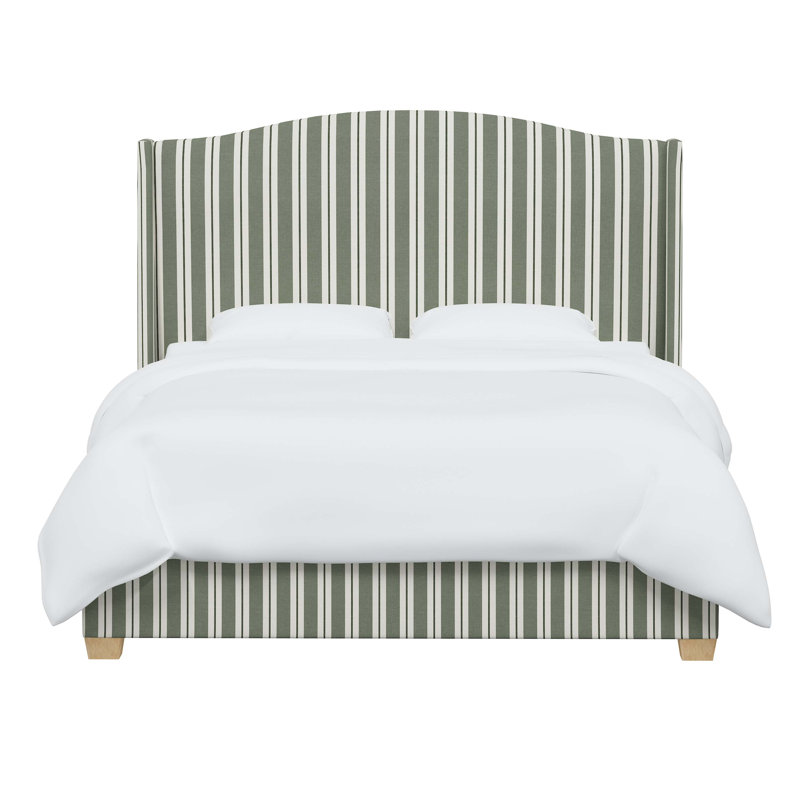 Hagerman Upholstered Bed, King, Anderson Stripe Green