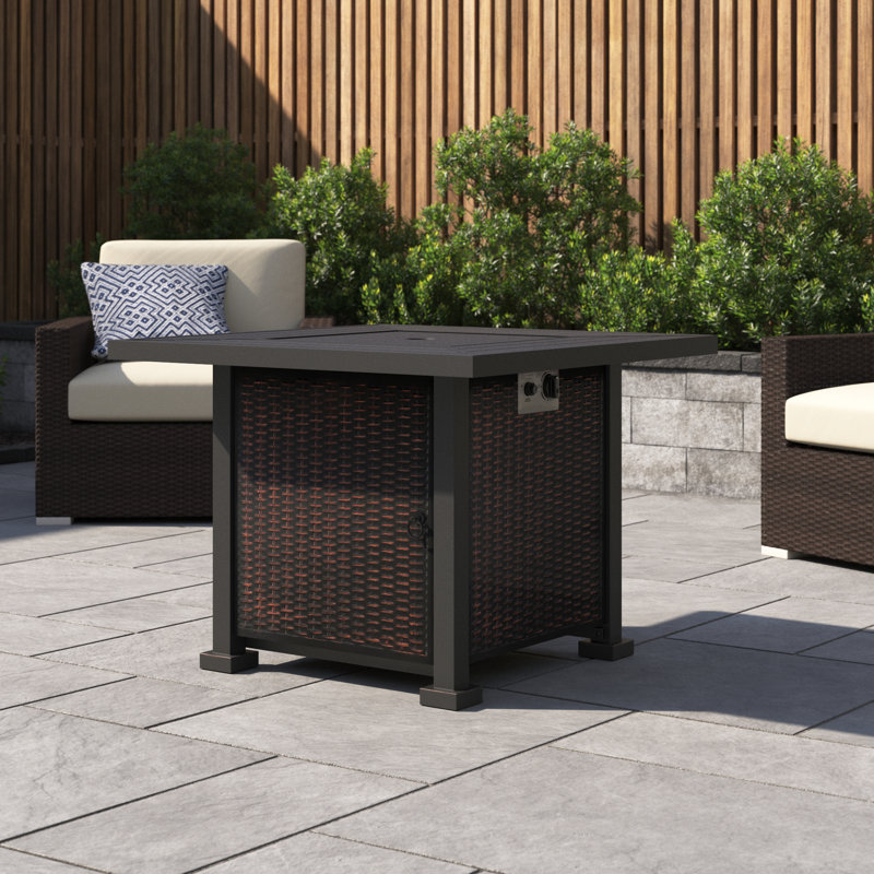 Square Steel Propane Fire Pit Table