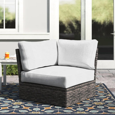 Chaise de patio avec coussins - style coin de coin, résistant aux intempéries, fabrication respirante, pour coussin de dossier rembourré entièrement assemblé, résistant aux intempéries