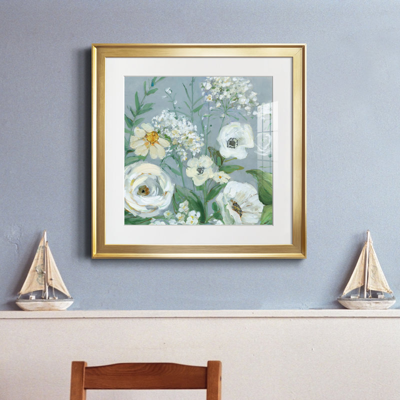 Painterly Garden I - Cadre photo, reproduction d'art sur papier, Encadrement doré, H 17,5 po x l 17,5 po x P 1,5 po